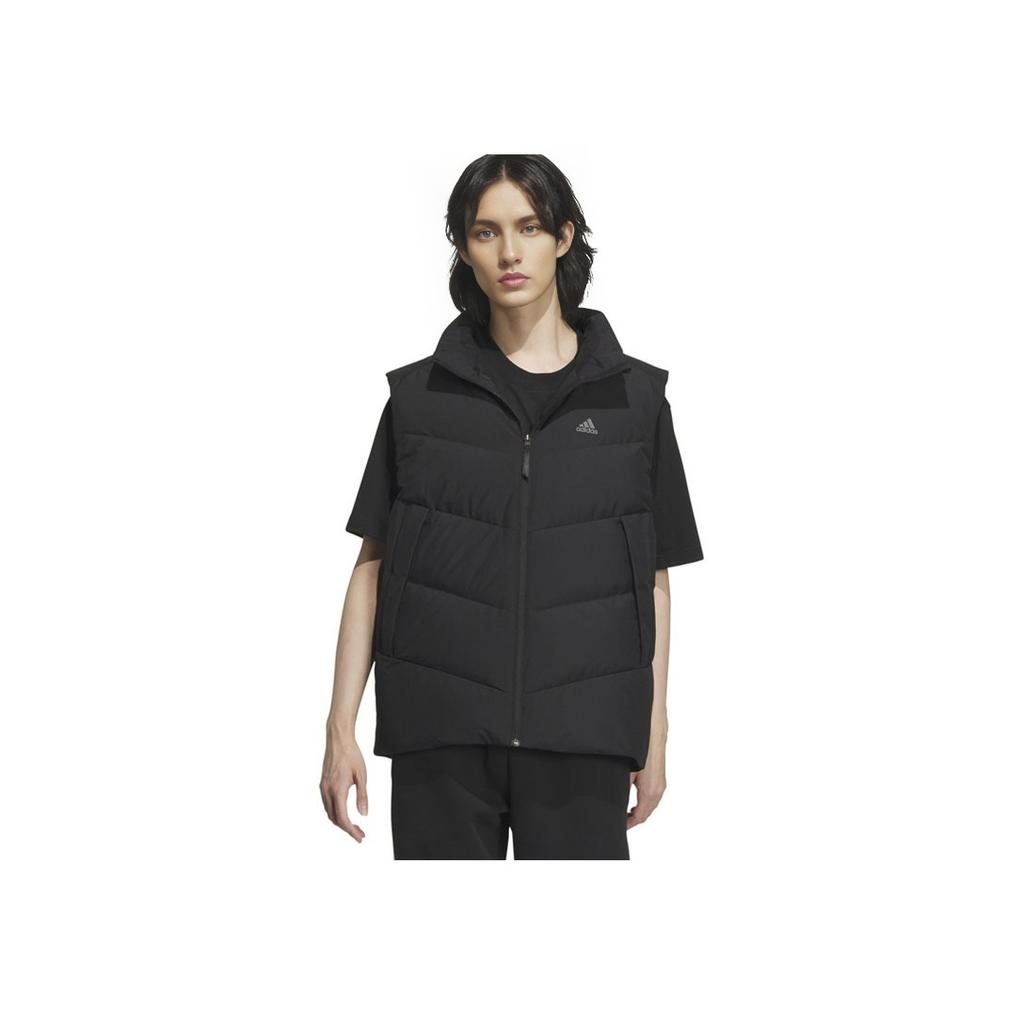 Adidas Essential однотонный пуховый жилет на молнии с воротником-стойкой, мужская верхняя одежда, черный IS0368