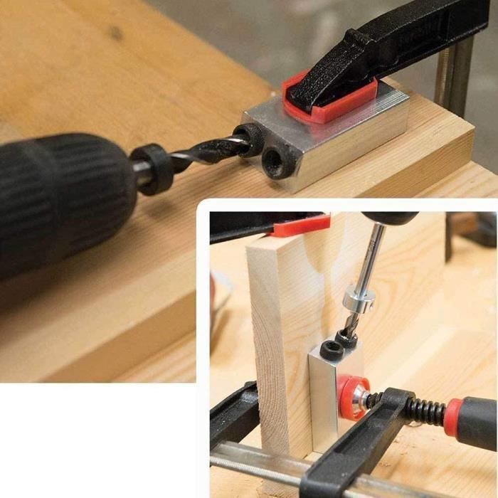 Jig for Angled Drilling - Unspecified - 6/8/10mm Adapter - 3 Wood Drill Bits - 15 Degrees - Black Multicolor HOLE SAW