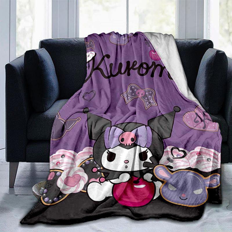 1pc Cartoon Kuromi Halloween Adventure Blanket, Cartoon Throw for Home Decor, Gift Idea, All Seasons Use, Cozy Bedding Cover, Room Decoration, Living
