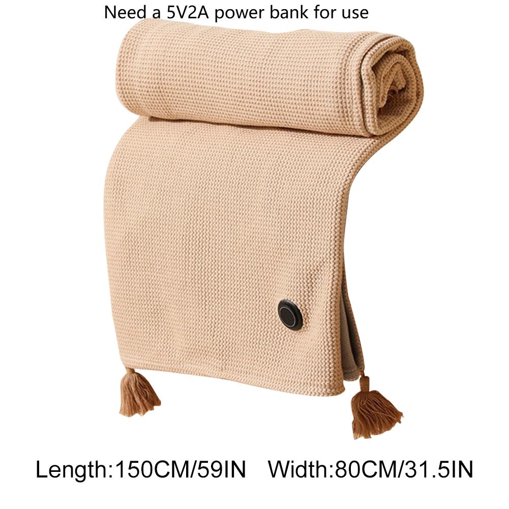 Wearable Electric Heated Blanket with 3 Heating Levels USB Heating Blanket Soft Zipper Heated Blanket Shawl Winter Warmer Scarf