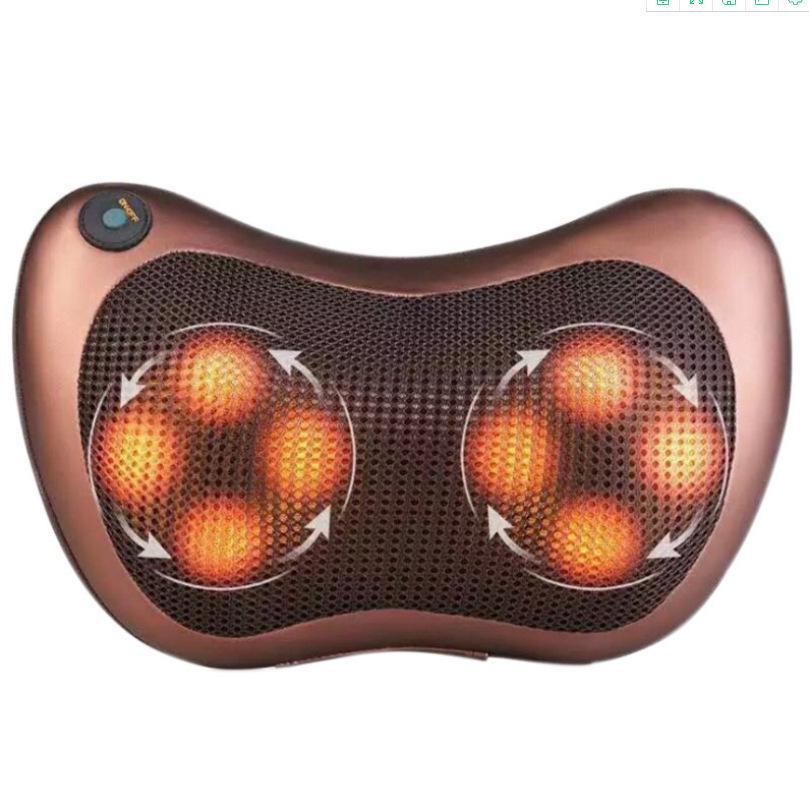 Electric Eight-Head Kneading Neck and Shoulder Massager Pillow for Home and Car