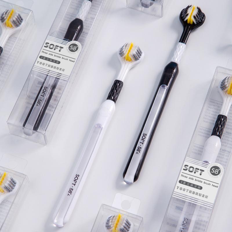 Трехсторонняя мягкая зубная щетка для взрослых, ультратонкая мягкая щетина, уход за полостью рта, зубная щетка для здоровья полости рта, чистая