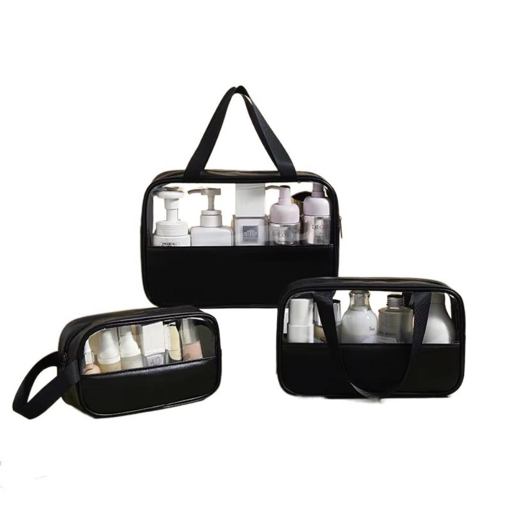 with Handle Travel Cosmetic Bag Transparent Women Wash Pack Portable Toiletry Pouch Makeup