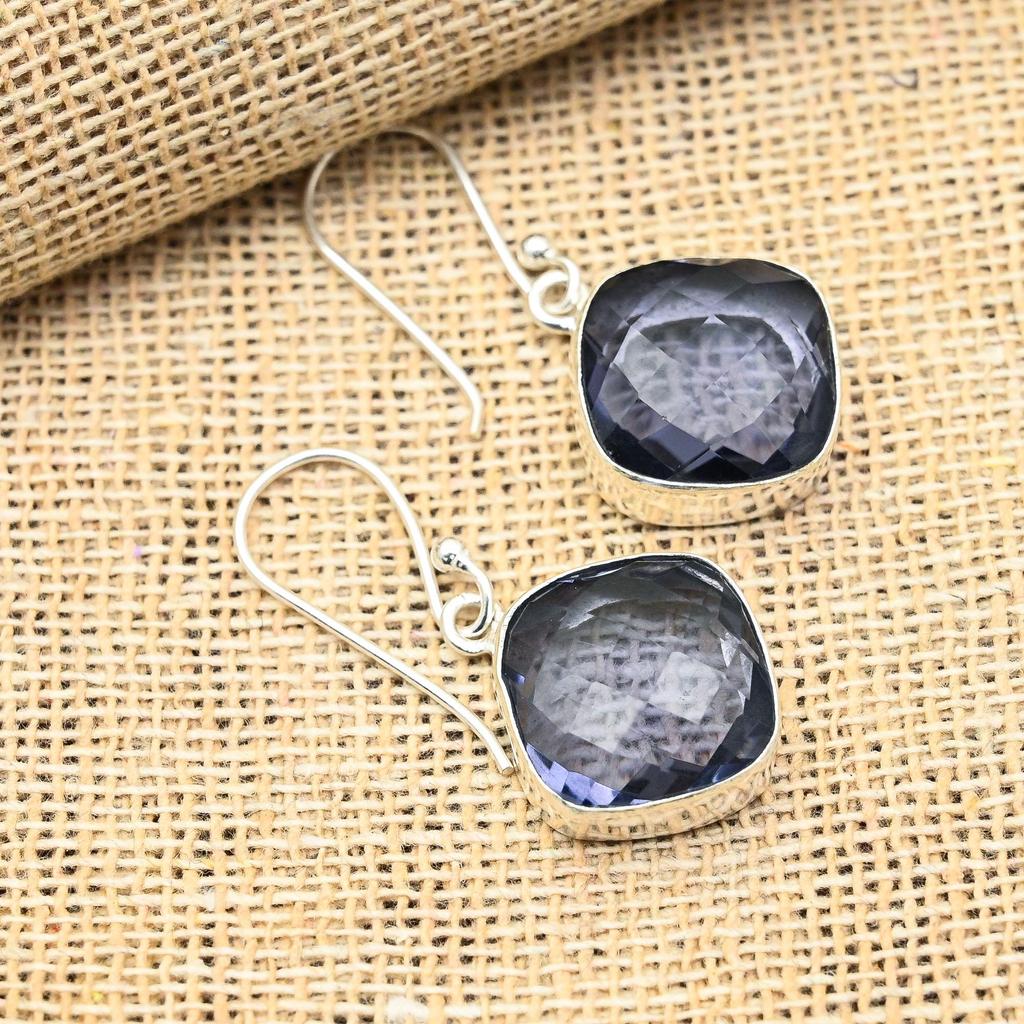 Ювелирные серьги ручной работы из стерлингового серебра 925 пробы с драгоценным камнем иолит для нее