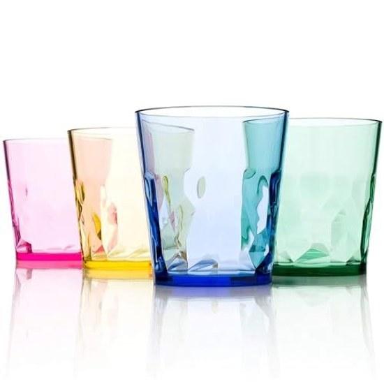 SCANDINOVIA 250ml Unbreakable Cup - Set 4 Glass Plastic High-Grade BPA Free Dishwasher Safe Stylish Bathroom