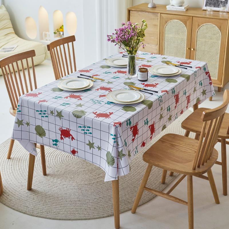 Pvc Tablecloth Waterproof And Oil-Proof Leave-In Light Luxury Student Rectangular Dining Table Tablecloth Coffee Table Cloth Table Mat