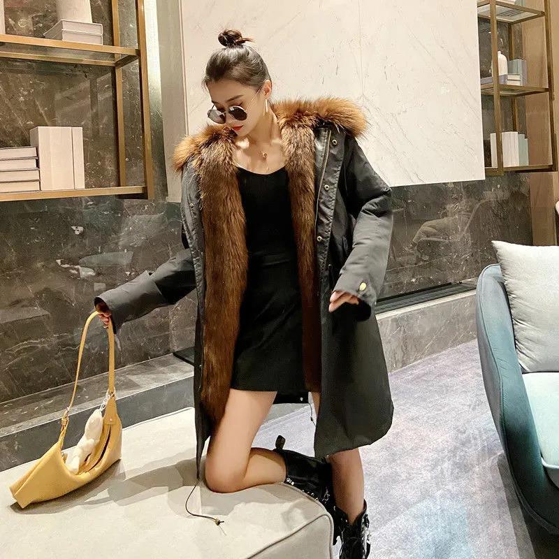 Pai Overcome Women's Fur One-piece Liner Detachable Winter Jacket Plus Velvet Thickening Anti-season Imitation Fur Coat