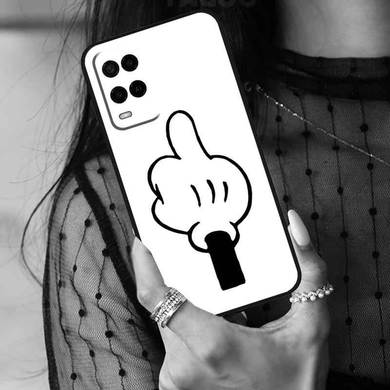 Cartoon Middle Finger For OPPO A57 A17 A77 A16 A76 A96 A58 A78 A98 A74 A94 A5 A9 A15 A52 A72 A93 A53 A54S Case