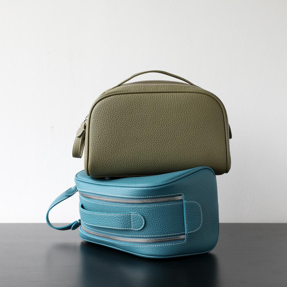 Новая косметичка из коровьей кожи первого слоя, женская портативная дорожная туалетная сумка, продвинутая косметичка в стиле инс