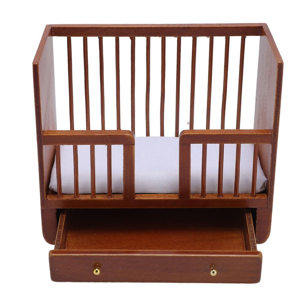 1:Мебель для кукольного домика в масштабе 1:12, кроватка из березового дерева, кукольное украшение, детализированная реалистичная миниатюра