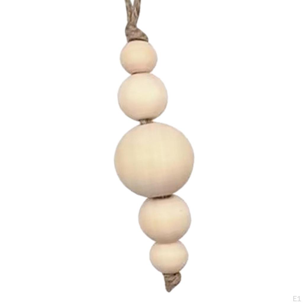5 Pieces Jute Rope with Wood Bead Beads Garland Project Farmhouse Ornaments Art Crafts Wall