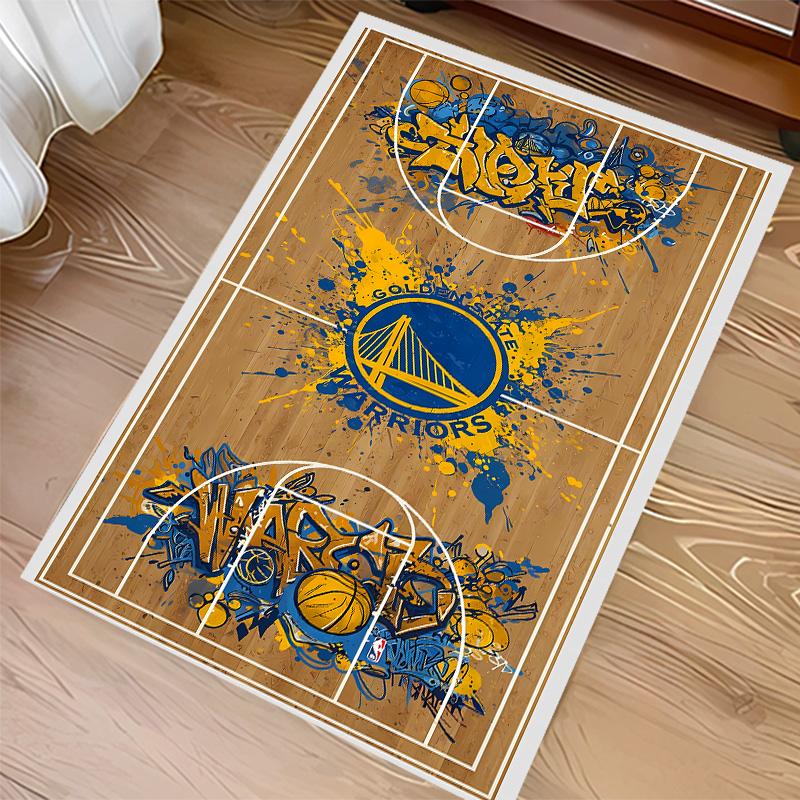 Golden State Warriors logo Print Area Rug - Soft, Washable Non-Slip Indoor Mat for Office Chairs, Living Room, Home Office Decorative Rug