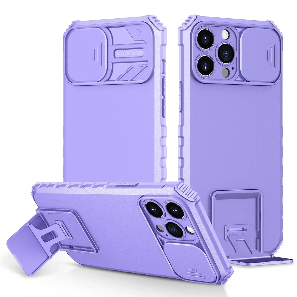 Бронированный противоударный чехол для iPhone 17 16 15 14 13 12 11 Pro Max Plus Сдвижная защита камеры Магнитная подставка-держатель Чехол для телефона