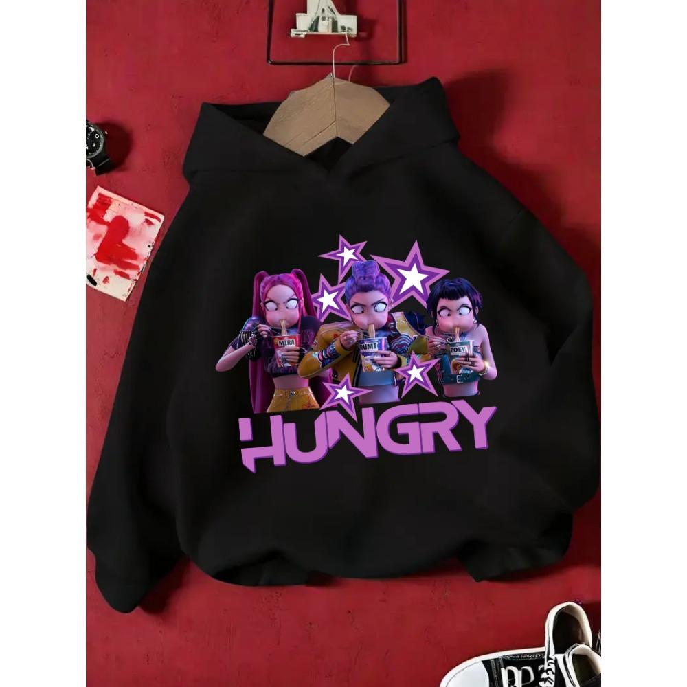 KPop Demon Hunter Rumi Derpy Cartoon Girls Boy Hooded Sweatshirt Warm Children's Wave Fashion Casual Tops Casual Girls Clothing