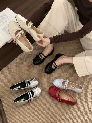 Французские черные туфли на плоской подошве, одинарные туфли, женская обувь 2025, новые весенне-осенние туфли-лодочки Мэри Джейн с бантом, вечерние туфли