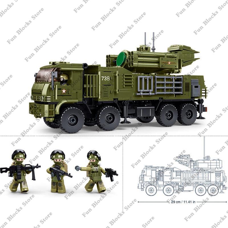 SLUBAN Военная зенитно-ракетная машина Панцирь С1С Автомобиль ПВО Наборы строительных блоков Солдатики Игрушки для детей