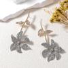 Exaggeration Rhinestone Floral Drop Earrings Women Zircon Long Elegant Exquisite Statement Earrings Party Accessory Holiday Gift