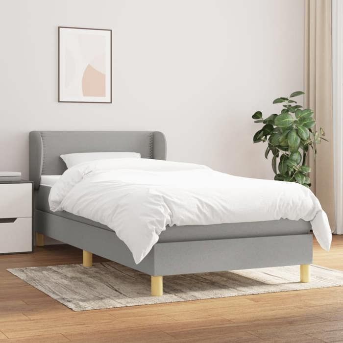 Maison Exclusive - Sommier à lattes de lit avec matelas Gris clair 100x200cm Tissu