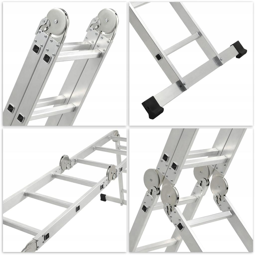 KADAX Алюминиевая многофункциональная шарнирная лестница 4x3 Прочная + платформа 150 кг
