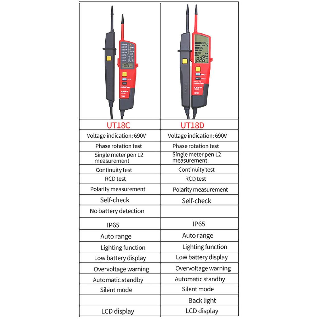 UNI-T UT15C UT18C UT18D Voltage Tester Probe Volt Indicator Meter Phase Sequence Continuity Voltage Detector Digital Multimeter
