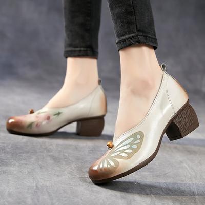 Модные женские туфли-лодочки GKTINOO Spring, ретро, женственные, на высоком каблуке 5 см, слипоны, туфли на платформе, женская обувь ручной работы из натуральной кожи