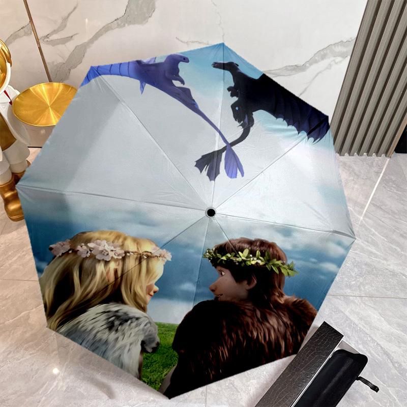 Toothless Umbrella with Automatic Open/Close & Self-8-Rib Heavy-Duty Umbrella, Compact Travel Umbrella Suitable for Outdoor