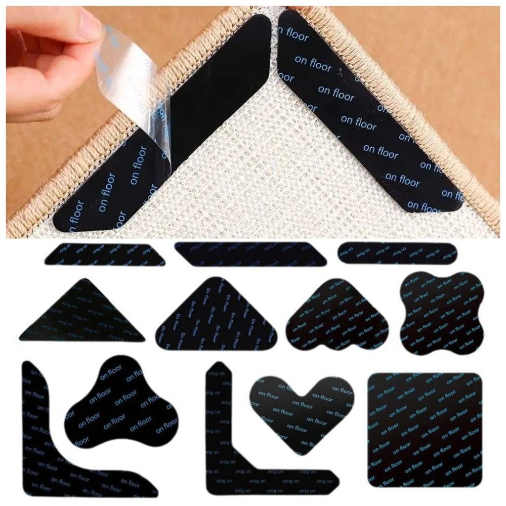 4Pcs Traceless Rug Corner Gripper Strong Adhesive Carpet Tape Slip-resistant Mat Fastener Carpet