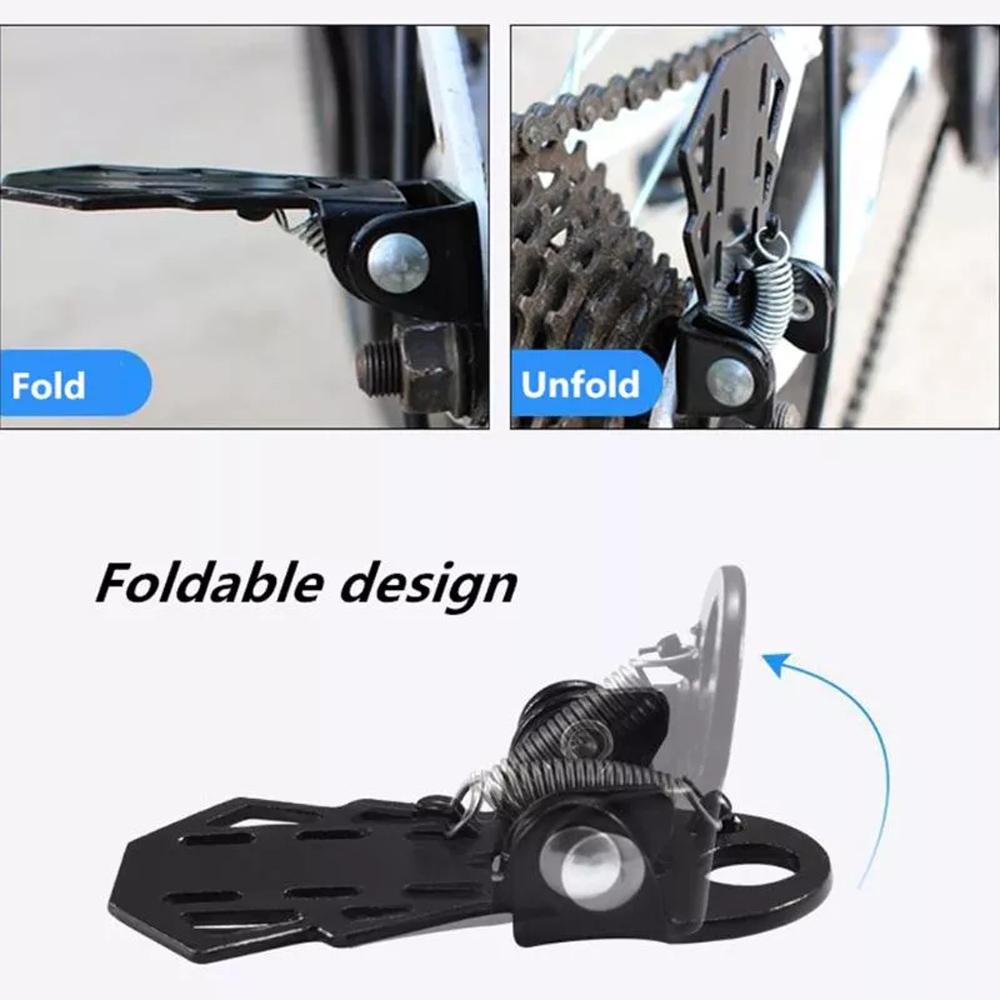 1 Pair Cycling Folding MTB Bike Black Metal Bicycle Foot Pegs Rear Seat Bike Pedals Footrests