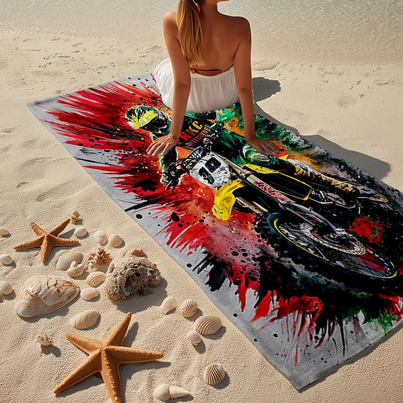 Motocross Rider In Action Beach Towel, Super Soft Microfiber, Gift for Her/Him, Birthday, for Pool, Beach, Travel, Home Decor Fan gifts