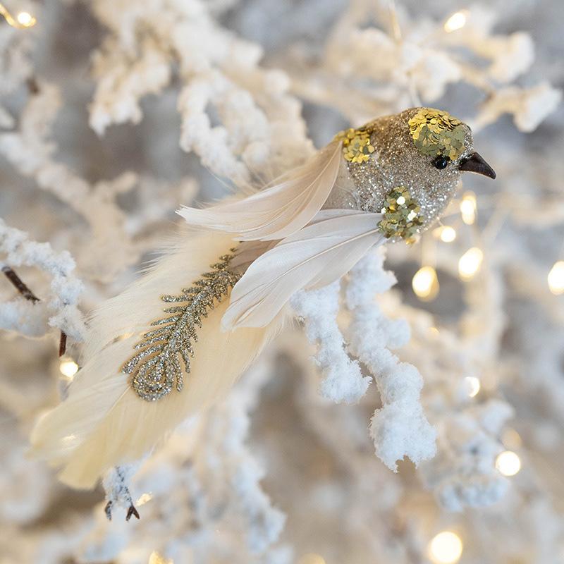 1/2 шт. Пенопластовые украшения для рождественской елки для использования в помещении и на улице, блестящие, искусственные птицы, разноцветные, на клипсах, с перьями, рождественские птицы