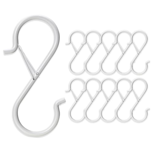 YUGUOCHENG S-Hooks, Anti-Fall S-Hooks (9cm, Set of 10), Universal S-Hooks for Kitchen, Bathroom, and Bath (White, 10pcs)