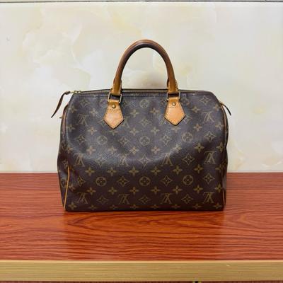 [Б/У] Speedy 30 Элегантная Компактная Модная Сумка для Поездок Классическая Monogram Покрытие Холст с Кожаной Отделкой Сумка-Подушка - Очень Хорошее Состояние #15ECLOK