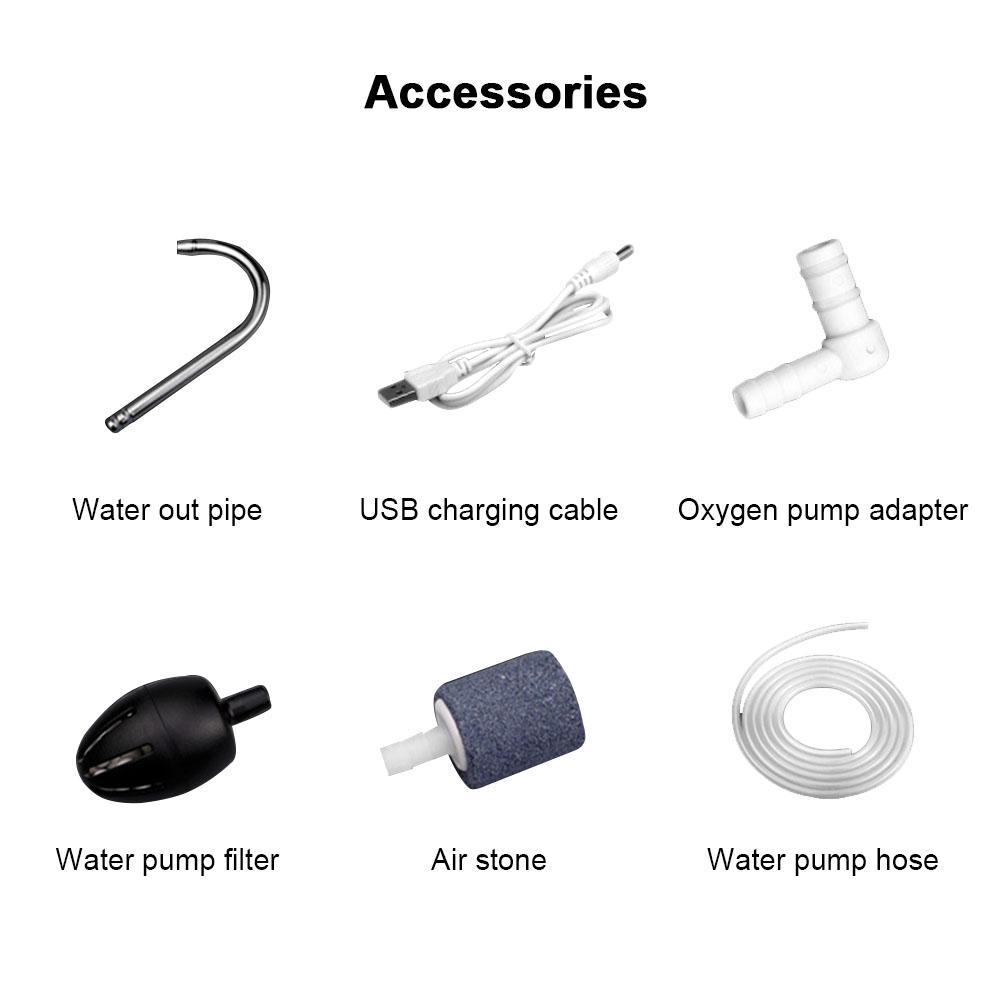 Насос для рыбалки на открытом воздухе 2 в 1 многофункциональный насос для воды и кислорода с датчиком светодиодной подсветки USB перезаряжаемый насос O2 для аквариума