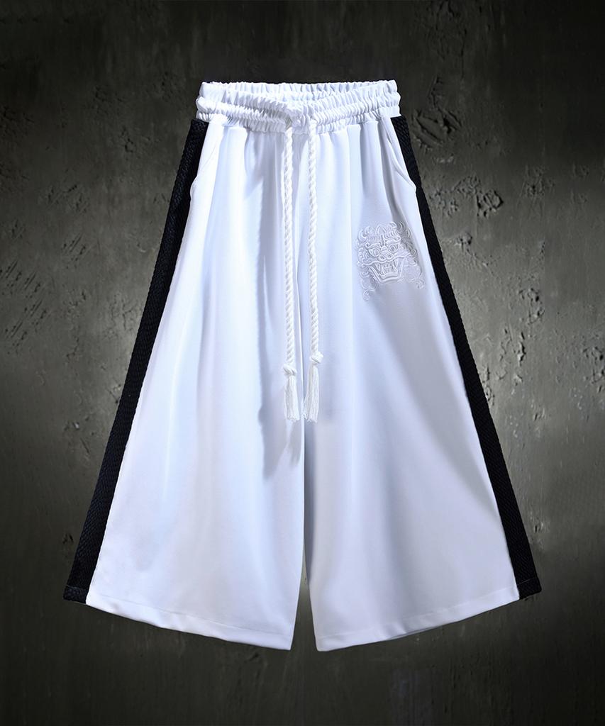 Kileutimuka Embroidered Black Rope Wide Pants White