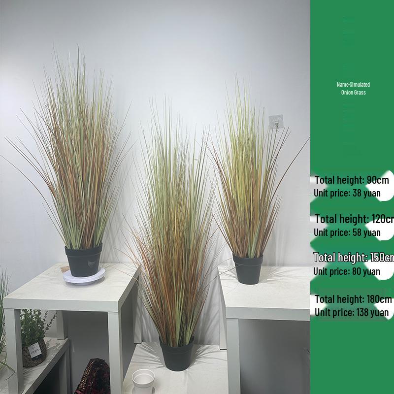 Bionic Foxtail Grass Potted Plant - Green Simulation Onion Grass Decoration for Photography Props