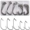 50Pcs/Box Fishing Worm Hook With Spring Twist Lock Barbed Crank Carp Hook For Soft Worm Bass Lure Offset Jig Hook