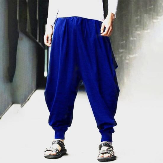 Мужские штаны-шаровары Повседневные с кулиской Свободные хлопковые штаны с заниженным шаговым швом для хиппи Уличная одежда Пляж