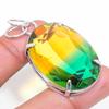 Natural Bi-Color Tourmaline 925 Sterling Silver Jewelry Pendant 2.01" J2k46