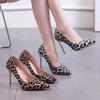 Autumn New Pointed Single Shoes with High-end Feel, Large Size Thin Heel Leopard Print Wearing High Heels for Women