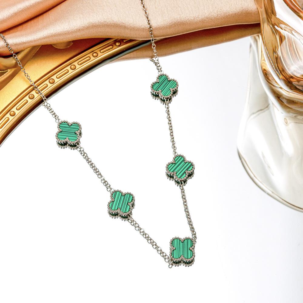 Ожерелье «Четырехлистный клевер», высококачественная двусторонняя титановая сталь, не выцветает, женский аксессуар для волос «Счастливый клевер»