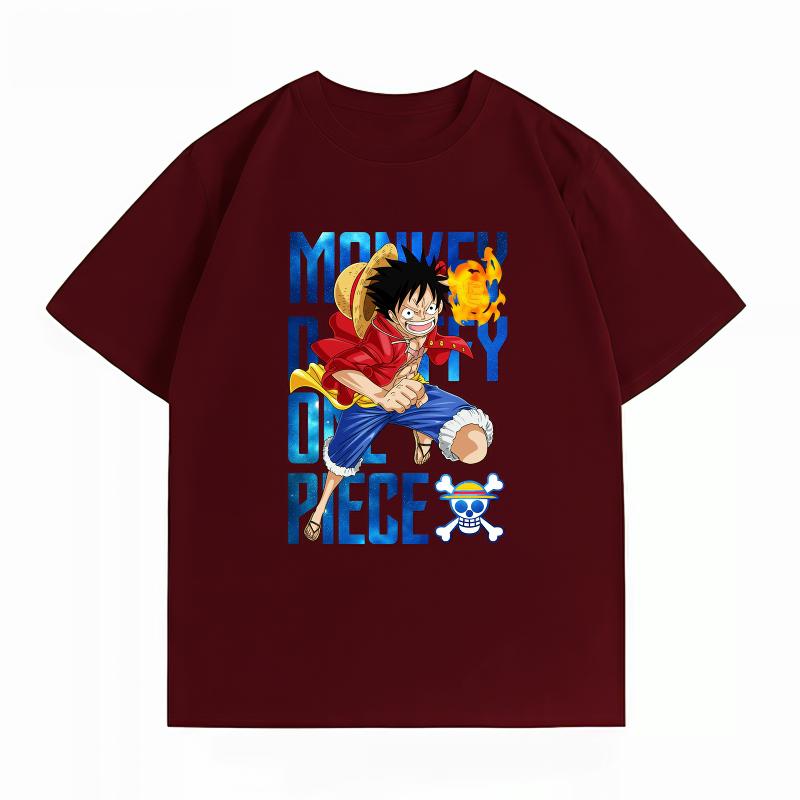 One Piece Cotton Unisexs TShirt Monkey D Luffy Print Casual Oversized Crew Neck Short Sleeve Summer Anime Graphic Tee