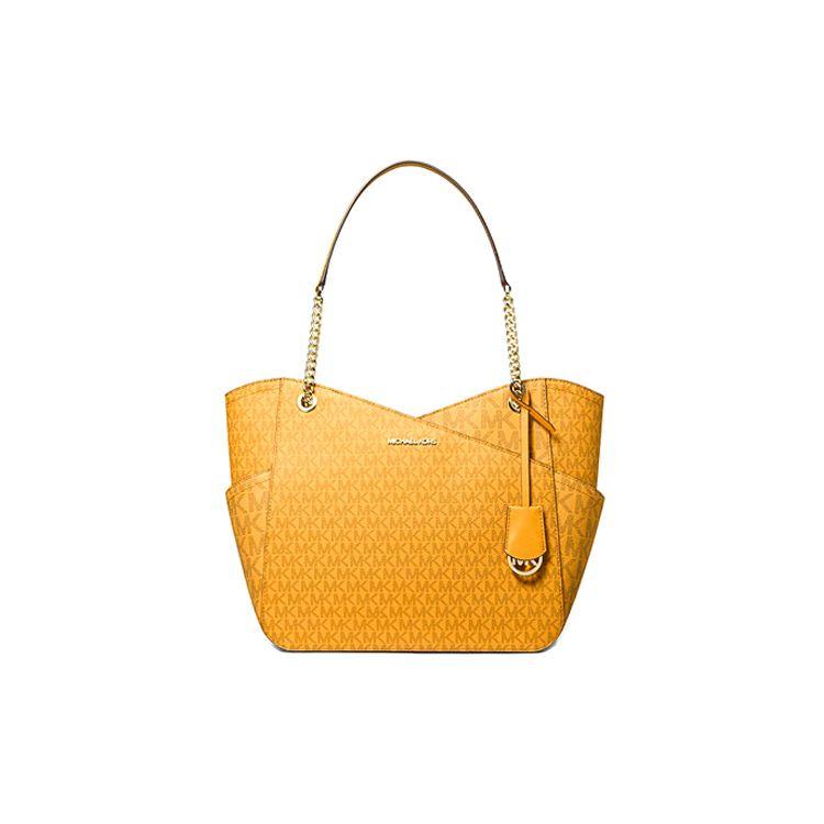 Michael Kors Сумка через плечо с логотипом Jet Set, большой вместимости, из покрытого холста, женская сумка, закатно-желтая 35F1GTVT3B-MARIGOLD-MULTI