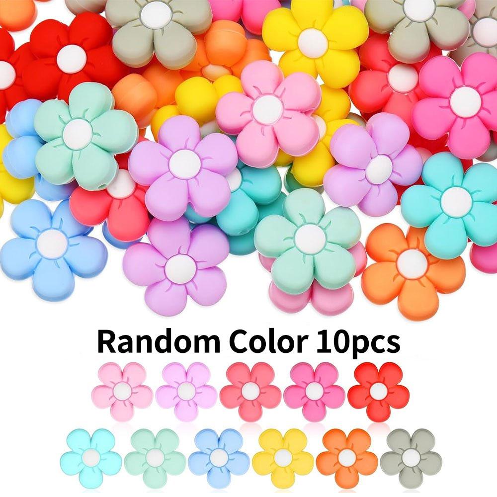 10/20pcs Colorful Flower Silicone Beads Cute Flower Beads Flat Spaced Beads Jewelry Making DIY Bracelet Necklace Earrings Keychain Crafts