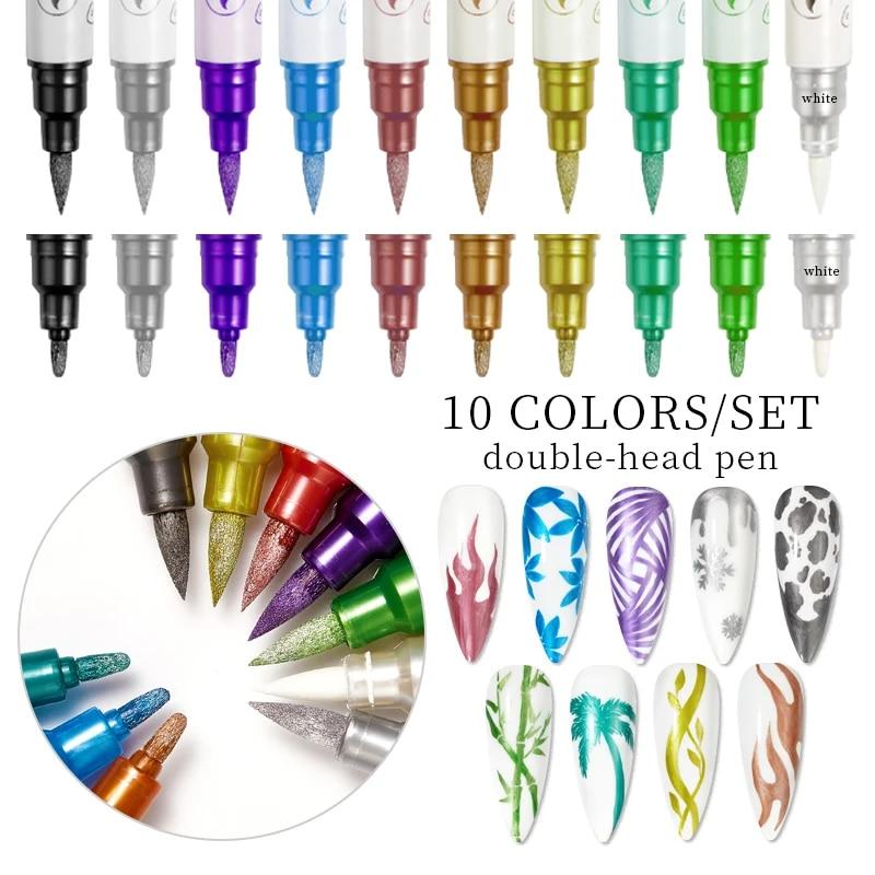 Набор ручек для рисования граффити, золотой, серебряный карандаш, водостойкая подводка для рисования, масляная кисть, белый маркер, инструмент для ногтей