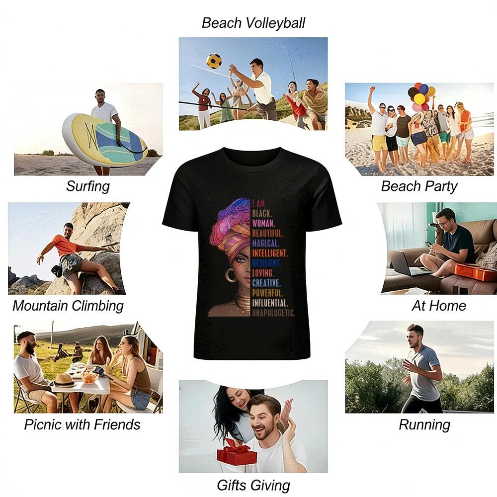 Я ЧЕРНАЯ ЖЕНЩИНА Заявление Футболка Расширяющая возможности Культурное самовыражение Топ Хлопковая футболка