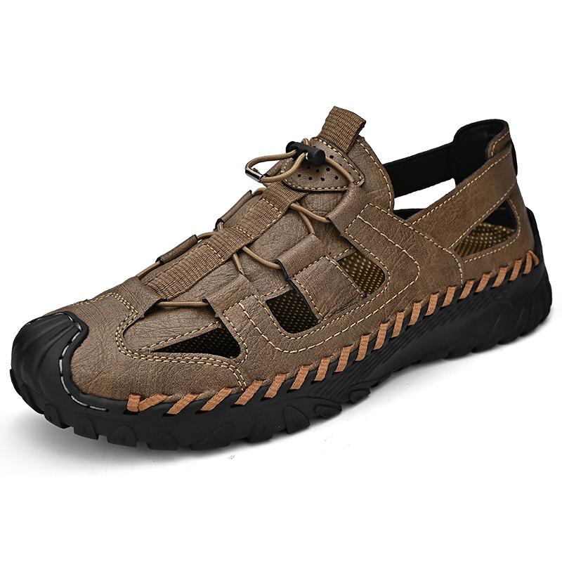 Italian Brand Men's Hiking Shoes Slip Resistant Comfortable Casual Shoes Summer Men's Sandals Simple Gray Free Delivery