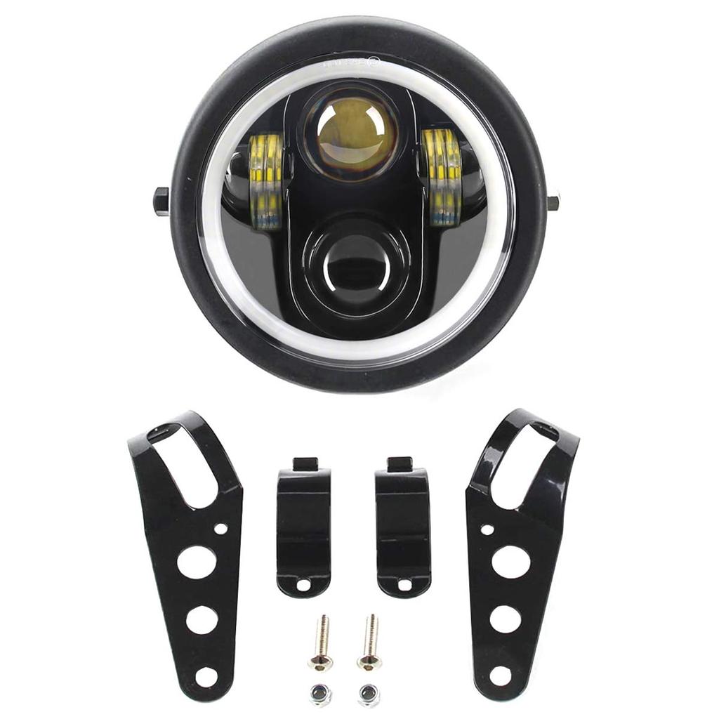 Дюймовая светодиодная фара для мотоцикла с белым кольцом Halo с кронштейном для крепления корпуса фары, совместимая с Honda Shadow 750 Rebel 500 Cafe Racer Bobber