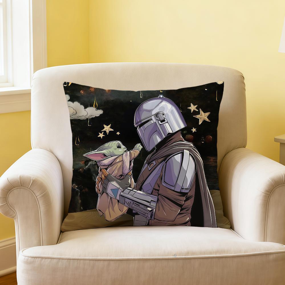 film sstar Wwars The Mandalorian Grogu chibi soft pillowcase Sofa Home Living Room Decor Protective Covers hogar pillowcover