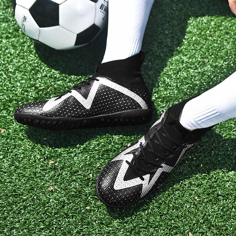 Soccer Shoes Men Anti-slip Outdoor Grass Training Breathable Lace-up Football Boots Long Spikes Lightweight Sports Shoes Men