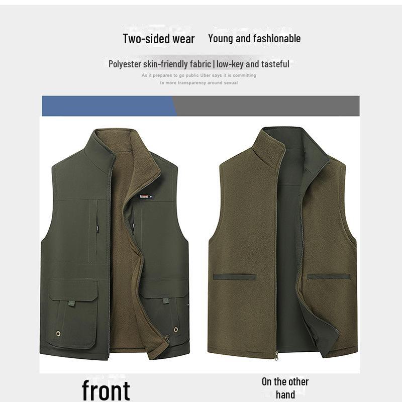 Мужской зимний жилет Plus Velvet Multi-Pocket Vest - Outdoor Fishing & Workwear